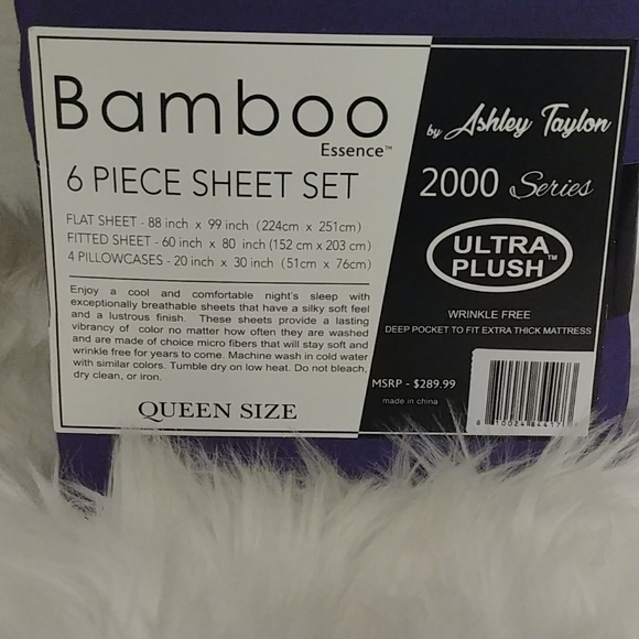 Bamboo Essence Queen Purple Sheet Set - Picture 6 of 10